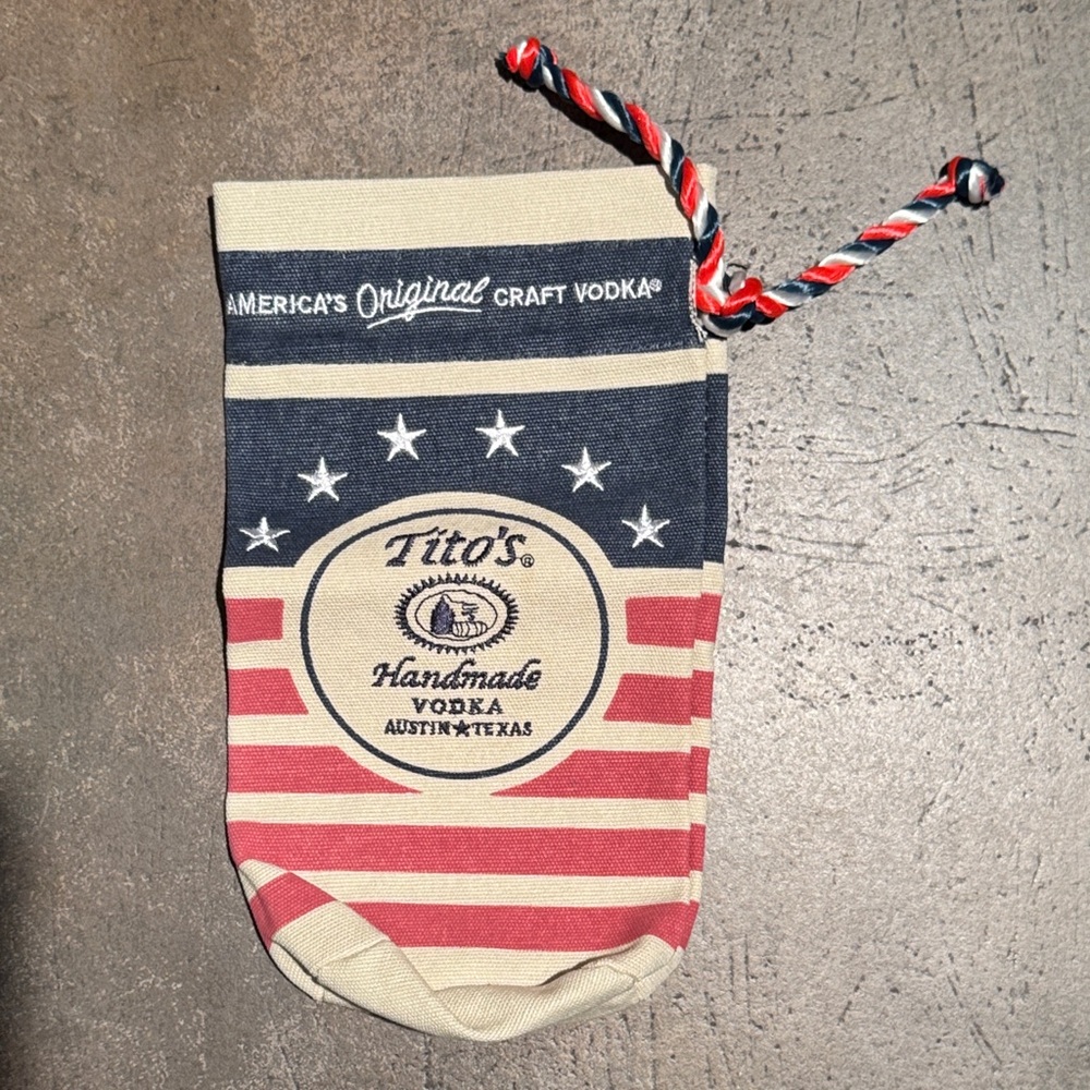 Tito’s Vodka Canvas bottle bag  - Red, White, and Blue American flag Brand New